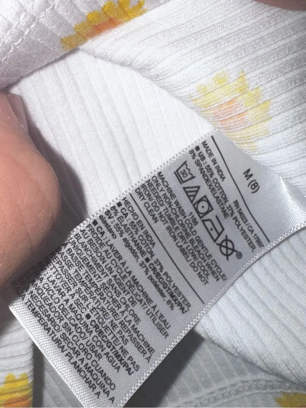 Old Navy Girls Size M 8 Sunflower Ribbed Tank Top White Yellow Fitted